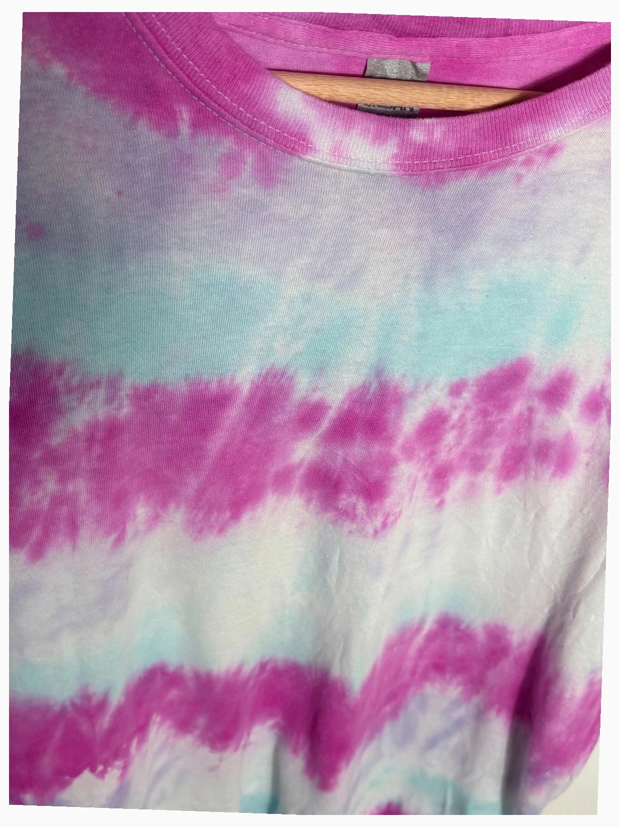 T-shirt Oversized XL Tie Dye Multicolore Rose Bleu Blanc Casual Streetwear – photo 4